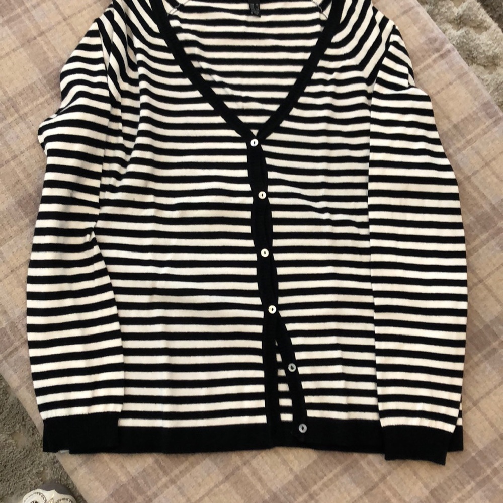 Black and white stripped sweater.